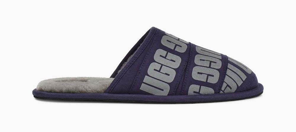 Ugg Scuff Graphic Band - Mens Slippers - Navy - NZ (1435EHDKX)